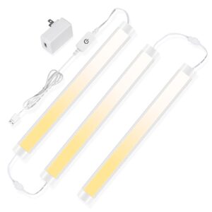 Plug-in Under Cabinet Lighting, 3 Pcs 11 Inch Ultra Thin Under Counter Lights for Kitchen, Linkable USB Led Closet Light for Cabinet, Counter, Workbench, Desk