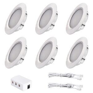 LED Under Cabinet Lighting, RV Interior Light Fixtures Ceiling Cabinet Recessed 12W LED Puck Lights for Kitchen Count Closet Wardrobe Lighting(Warm White)