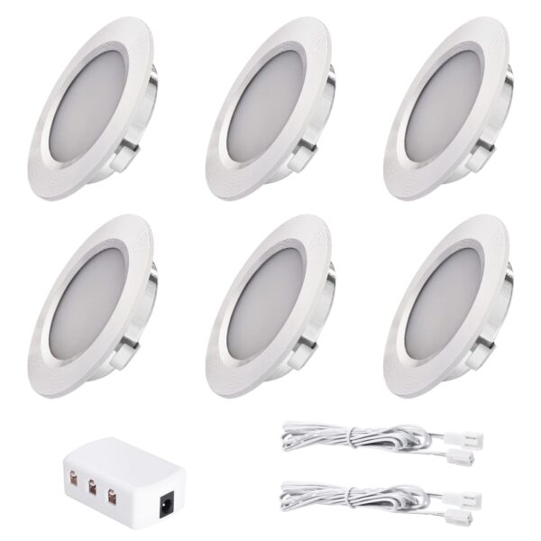LED Under Cabinet Lighting, RV Interior Light Fixtures Ceiling Cabinet Recessed 12W LED Puck Lights for Kitchen Count Closet Wardrobe Lighting(Warm White)