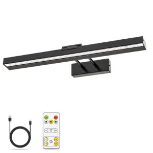 Battery Opertaed Picture Light with Remote, 3 Color Modes Art Light for Paintings, 4000mAh Rechargeable Dimmable LED Picture Light for Wall Decor, Gallery, Dartboard, Picture Frame