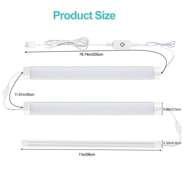 Plug-in Under Cabinet Lighting, 3 Pcs 11 Inch Ultra Thin Under Counter Lights for Kitchen, Linkable USB Led Closet Light for Cabinet, Counter, Workbench, Desk - Image 3