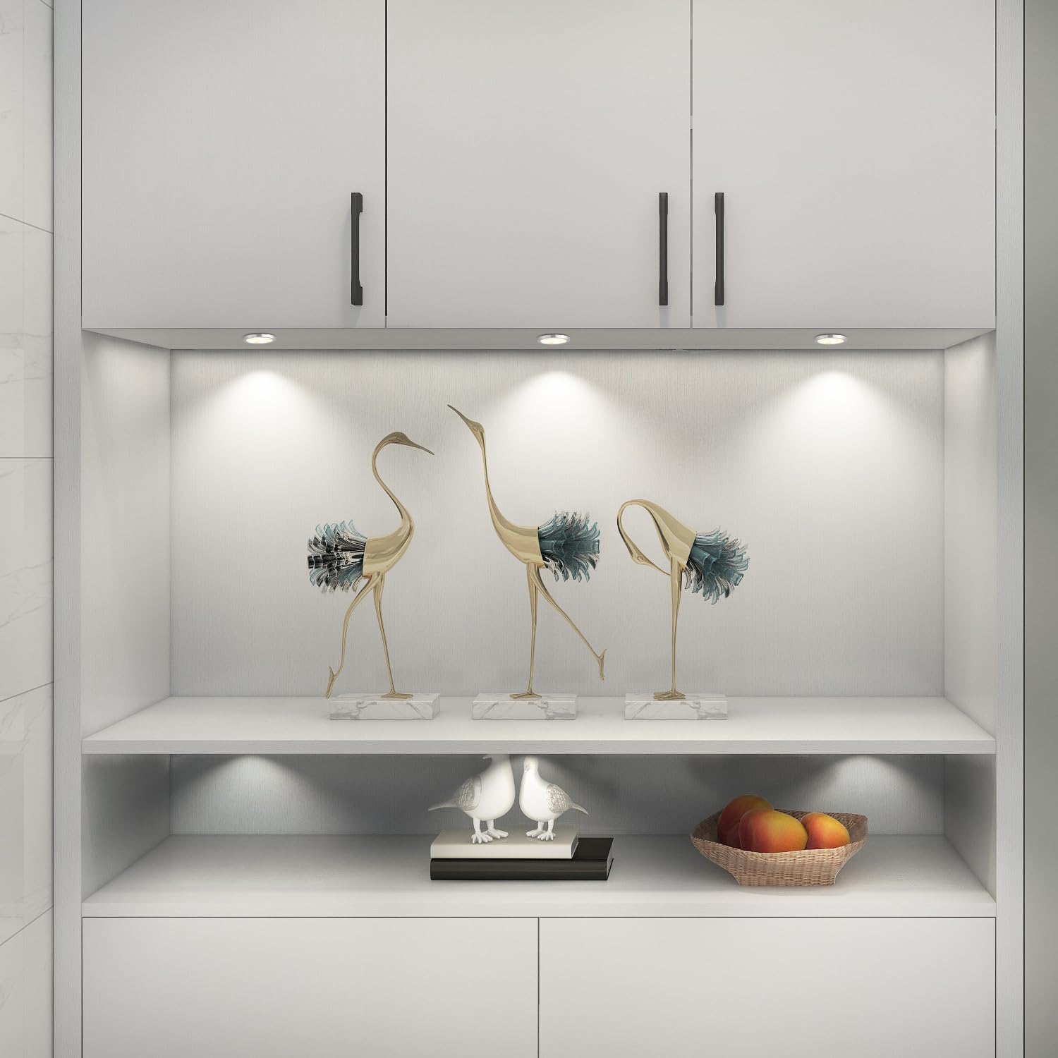 4 Pack LED Puck Lights with Remote, Under Cabinet Kitchen Lights Plug in, Dimmable Under Counter Light Fixtures, Wired Puck Lights for Closet, Shelf, Display(4000K, Natural White) - Image 3