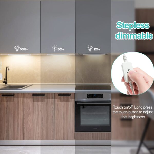 Plug-in Under Cabinet Lighting, 3 Pcs 11 Inch Ultra Thin Under Counter Lights for Kitchen, Linkable USB Led Closet Light for Cabinet, Counter, Workbench, Desk - Image 4