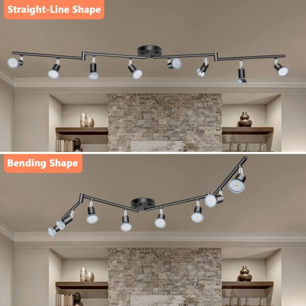 LED Light Track Lighting Kit,8 Way Adjustable Modern Ceiling Spotlights,Rotatable GU10 Light Head,Swing arm Ceiling Light Fixture for Kitchen Bedroom Living Room(Bulbs is not Included) - Image 6