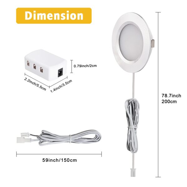 LED Under Cabinet Lighting, RV Interior Light Fixtures Ceiling Cabinet Recessed 12W LED Puck Lights for Kitchen Count Closet Wardrobe Lighting(Warm White) - Image 6