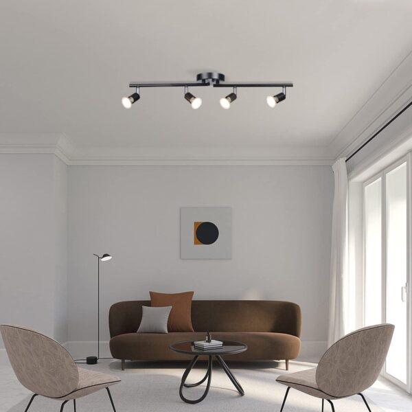 4-Light LED Track Lighting Kit, Adjustable Modern Ceiling Spotlights,Rotatable GU10 Light Head,Swing arm Ceiling Light Fixture for Kitchen Bedroom Living Room(Bulbs is not Included) - Image 7